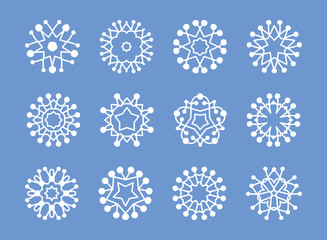  Set of Snowflake Icons. Christmas Ornaments