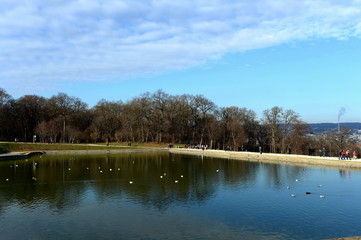 Fototapeta na wymiar The pond in the Park of schönbrunn Palace.