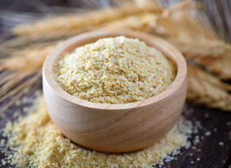 Wheat germ on wood table