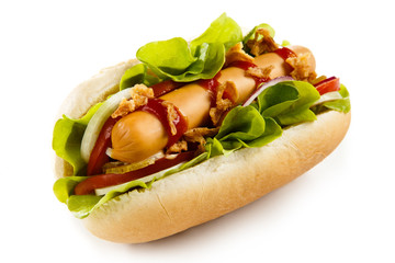 Hot dog on white background 