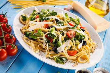 Pasta with meat and vegetables