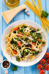 Pasta with meat and vegetables
