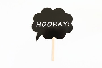 Photo booth props with expression words : HOORAY !