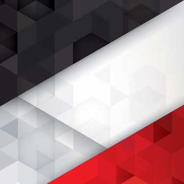 White, red and black geometric pattern, abstract background template.