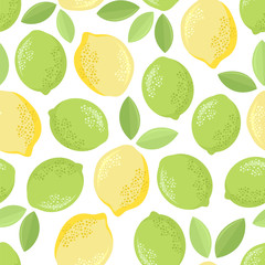 Lemon and lime. Seamless vector pattern.