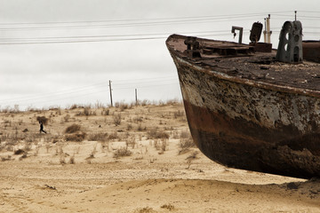 Aral sea shipwreck