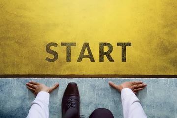 Foto op Plexiglas Start background, Top view of Businessman on Start line, Business Challenge or do something new © blacksalmon