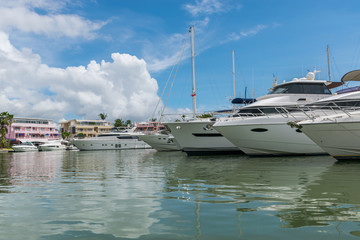 Fototapeta premium Many yacht and sailing boat at boat lagoon marina phuket in Thailand
