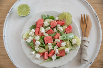 Salat mit Melone und Feta 