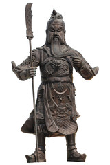 Guan Yu, the god in statue on isolate and white background