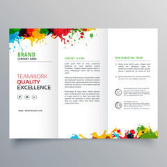 colorful ink splatter trifold brochure design