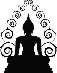 buddha statue in silhouette on vector