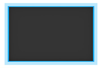 Blank Chalkboard With Copy Space With Blue Frame On White Background, 3d illustration
