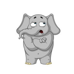 Elephant. Character. He doubts. Doubt. Hands in the castle. Big collection of isolated elephants. Vector, cartoon