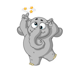 Elephant. Character. Gone crazy. Insane. Big collection of isolated elephants. Vector, cartoon