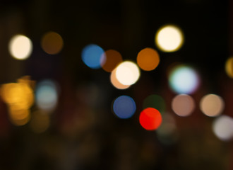 de focused bokeh light, abstract background at night photo