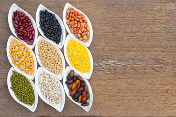 Beans variety,different types of beans background, beans and lentils