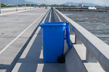 trash bin on foot path