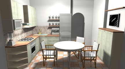 kitchen in the Italian style 3D rendering design interior