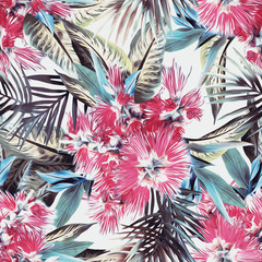 Exotic flowers seamless pattern