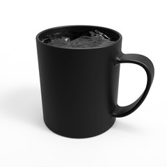 3D rendering of a colored ceramic mug with a liquid