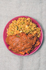 Handmade Indian curry chicken rice
