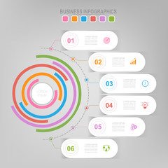 Fototapeta premium Infographic template of colorful circle, pie chart diagram, work sheet element, flat design of business icon, vector