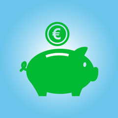 Piggy bank icon. Pictograph of moneybox. Flat design.