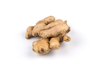 fresh ginger on white background