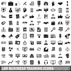 100 business training icons set, simple style 