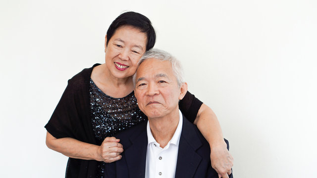 Happy Asian Senior Couple, Family Business Owner Partner Portrait Together