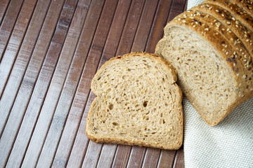 the bread on black background