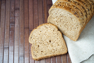 the bread on black background