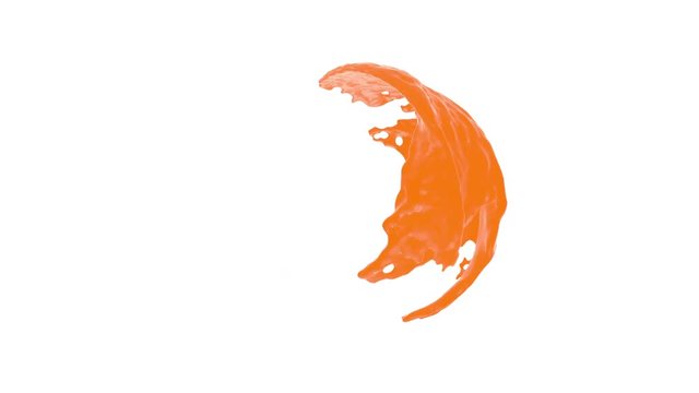 Paint flows with splashes around sphere with attraction to its center (with alpha channel). Good effect for ids, packshots, round logotypes. Separated on pure white background.