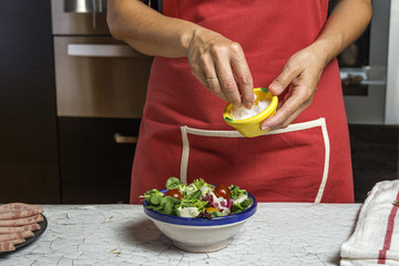 Unrecognizable woman preparing food