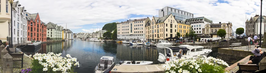 Washable wall murals City on the water Alesund city in Norway