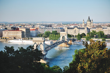 Fototapeta na wymiar Budapest, Hungary, Europe - Chain bridge panoramic view