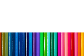 Color pencils on white background