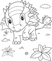 Cute Dinosaur Vector Illustration Art