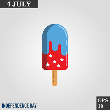 Sweet ice cream icon in trendy flat style isolated on grey background. Usa independence day symbol for your design, logo, UI. Vector illustration, EPS10.