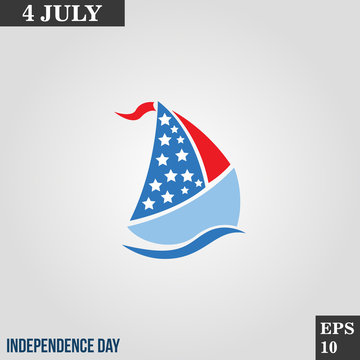 Boat icon in trendy flat style isolated on grey background. Usa independence day symbol for your design, logo, UI. Vector illustration, EPS10.