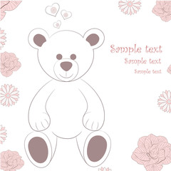 Vintage floral background with teddy bear.