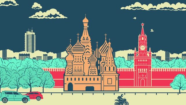 Russia Attractions Animation Panorama