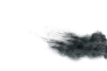 powder explosion.Powder explosion. Closeup of  blue dust particle explosion isolated on  background