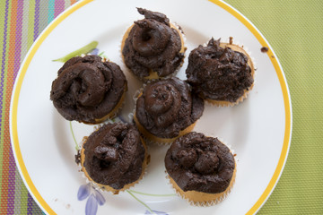 handmade muffins with chocolate cream