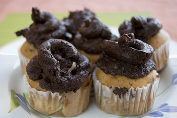 handmade muffins with chocolate cream