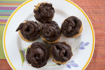handmade muffins with chocolate cream