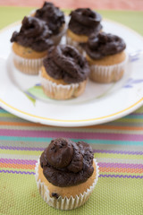 handmade muffins with chocolate cream