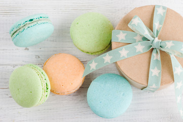 Gift box, pastel macaroons