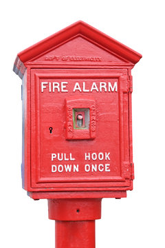 Vintage Fire Alarm Box. Isolated.